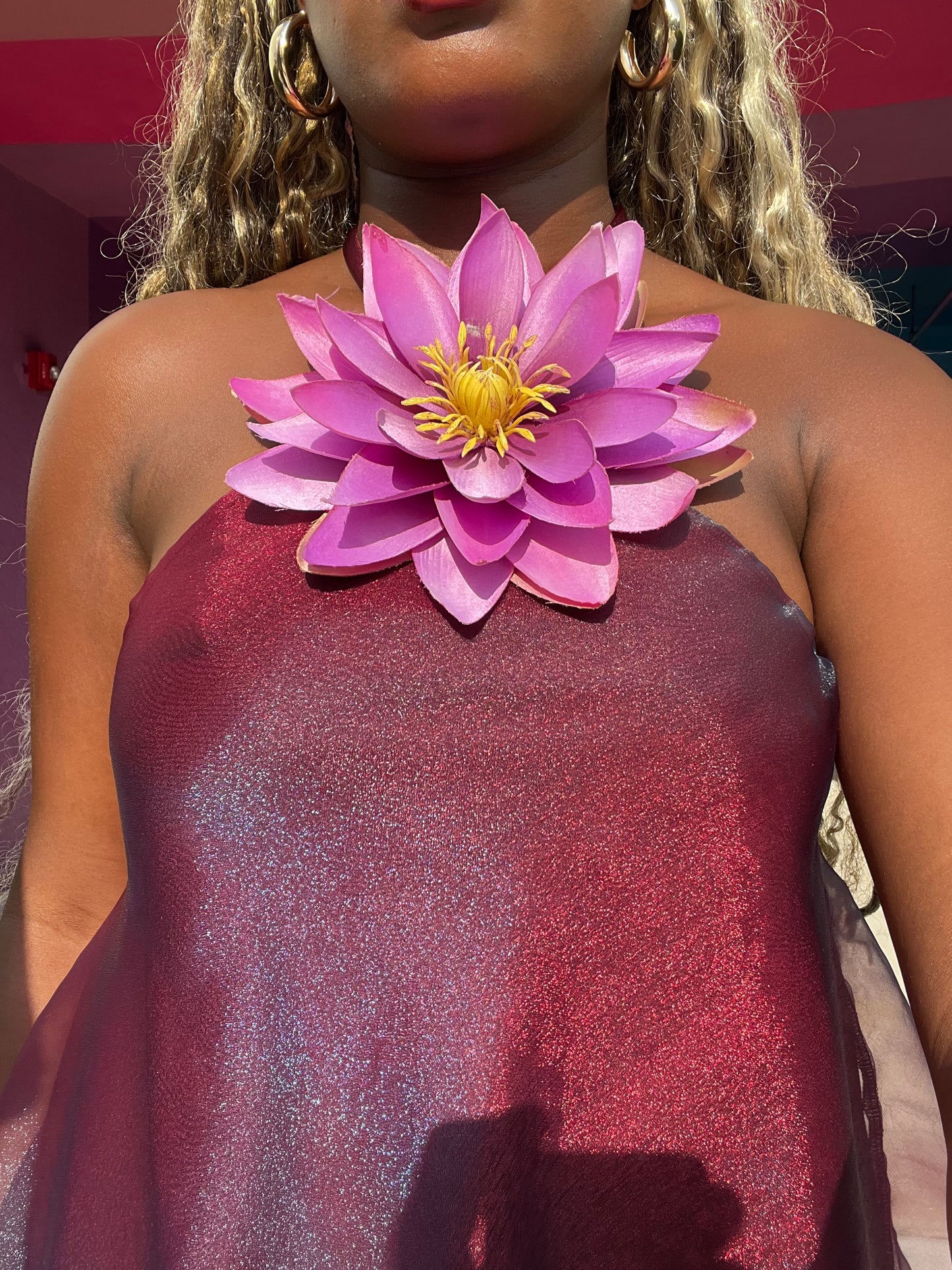 Iridescent Flower Halter Top Mini Dress